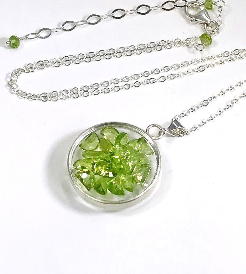 Peridot Shake Locket Sterling Silver Necklace