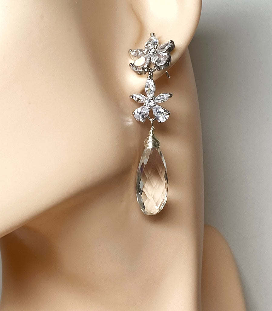 Crystal Drop Diamond Style Wedding Earrings