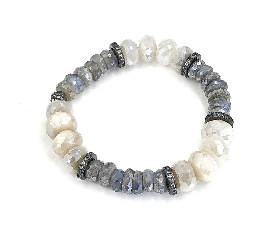 Mystic Labradorite Stretchy Stackable Beaded Bracelet