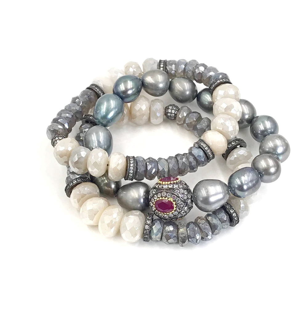 Mystic Labradorite Stretchy Stackable Beaded Bracelet