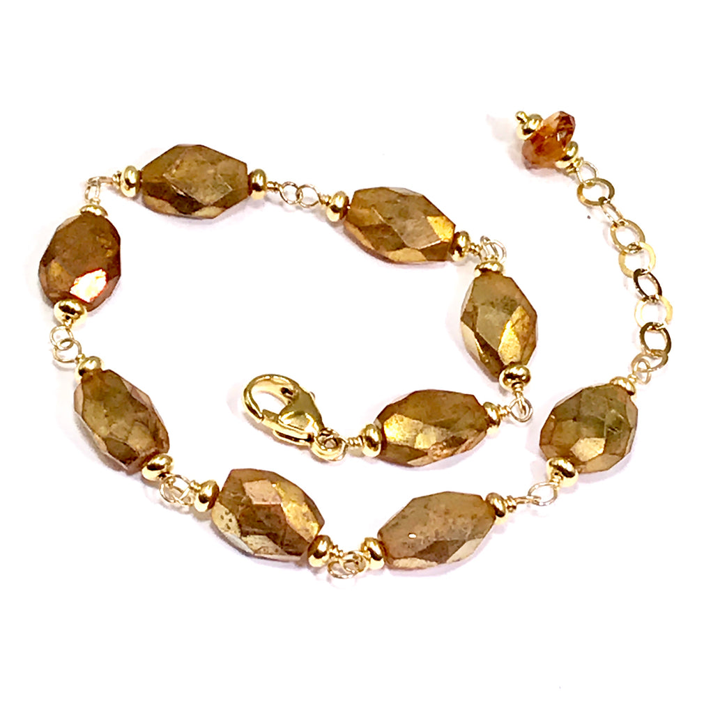 Mystic Gold Labradorite Gemstone Bracelet Wire Wrap 14kt Gold Fill 2 - doolittlejewelry