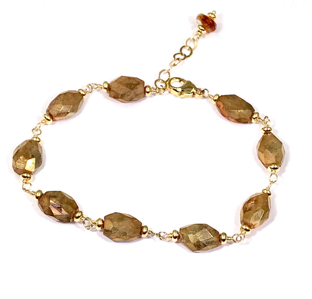 Mystic Gold Labradorite Gemstone Bracelet Wire Wrap 14kt Gold Fill 2 - doolittlejewelry