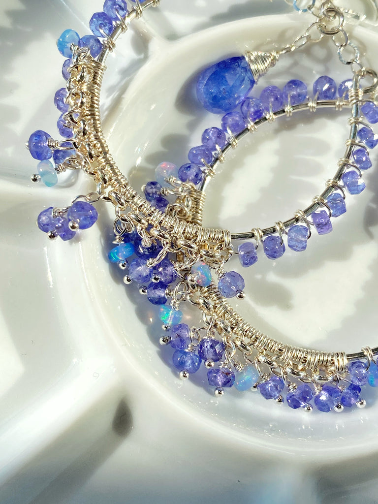 Tanzanite Sterling Silver Chandelier Hoop Earrings