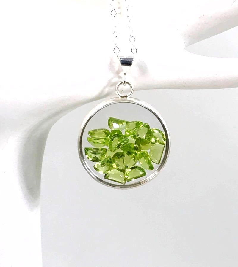 Peridot Shake Locket Sterling Silver Necklace