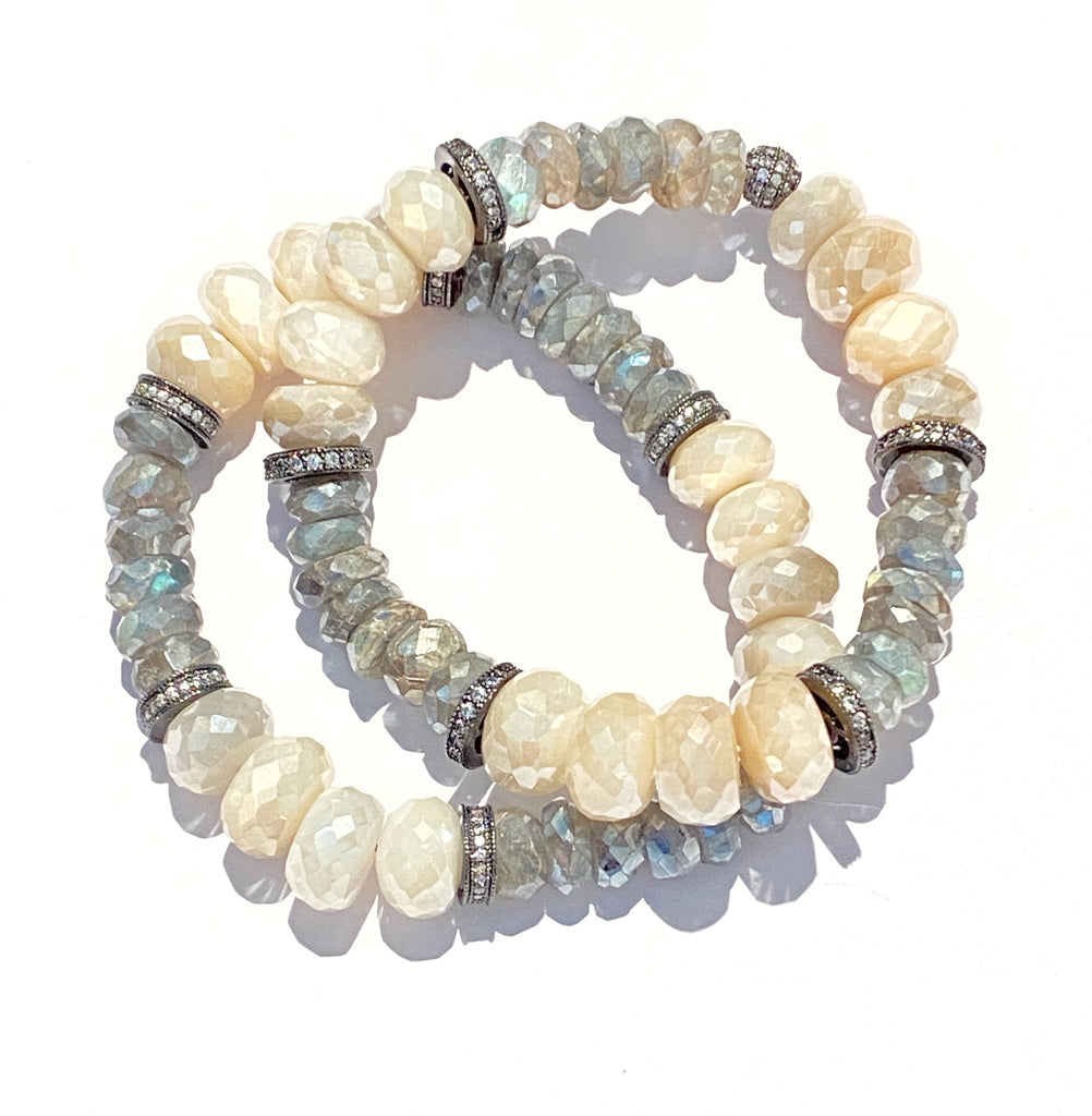 Mystic Labradorite Stretchy Stackable Beaded Bracelet