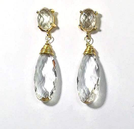 Clear Crystal Quartz Drop Earrings