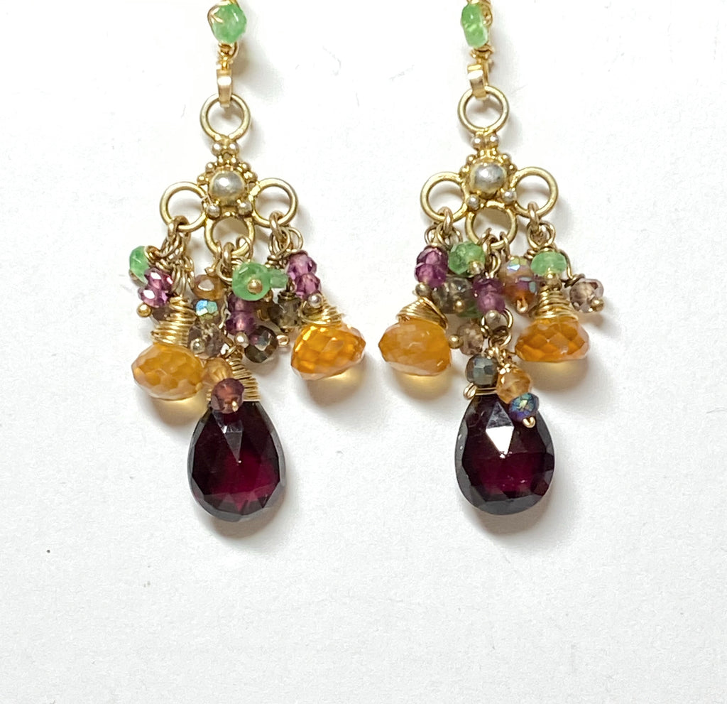 Garnet Chandelier Earrings Gold Vermeil