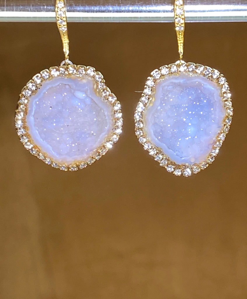 Ivory Tabasco Geode Earrings Diamond Bezel Style - doolittlejewelry