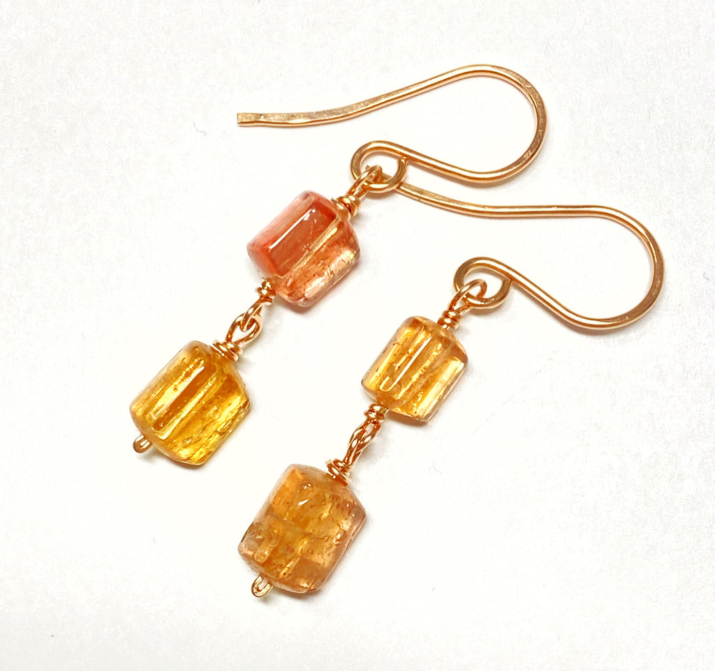 imperial topaz dangle earrings in rose gold