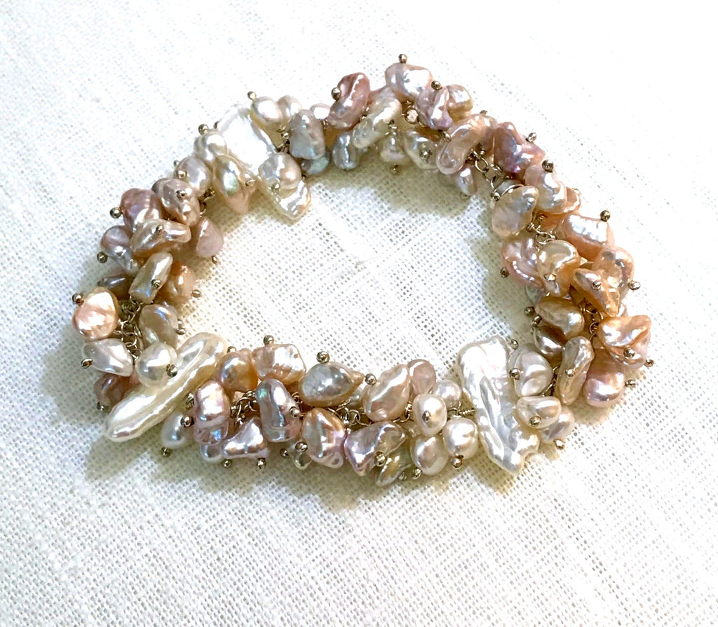 Sterling Silver and Keishi Pearl Wedding Bracelet - doolittlejewelry