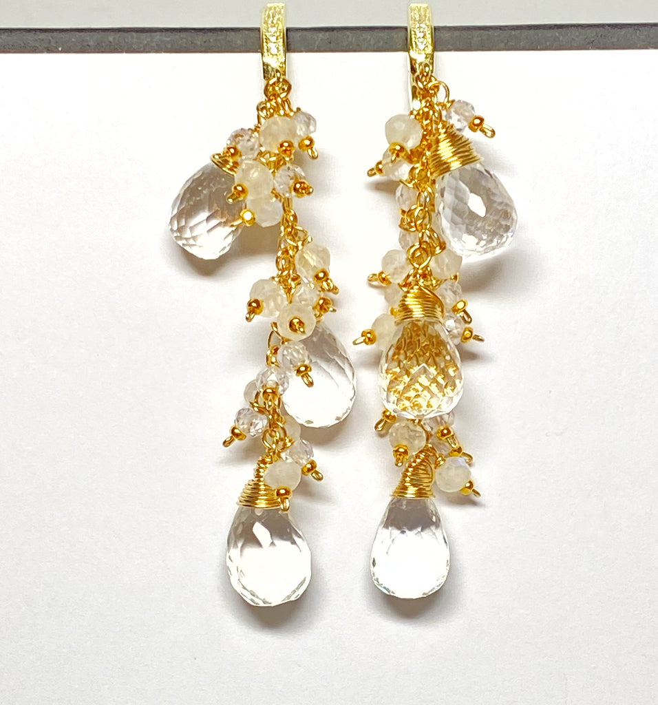 Crystal Quartz Bridal Wedding Earrings 14 kt Gold Fill