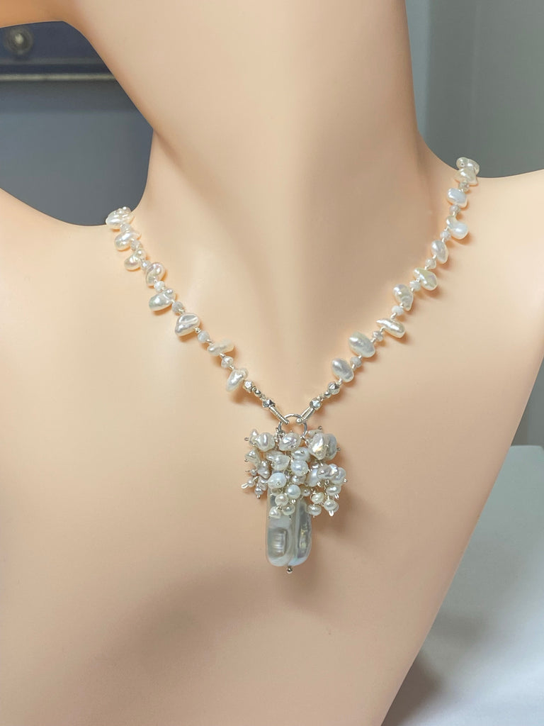 Pearl Crystal Silk Knotted Wedding Necklace - Doolittle