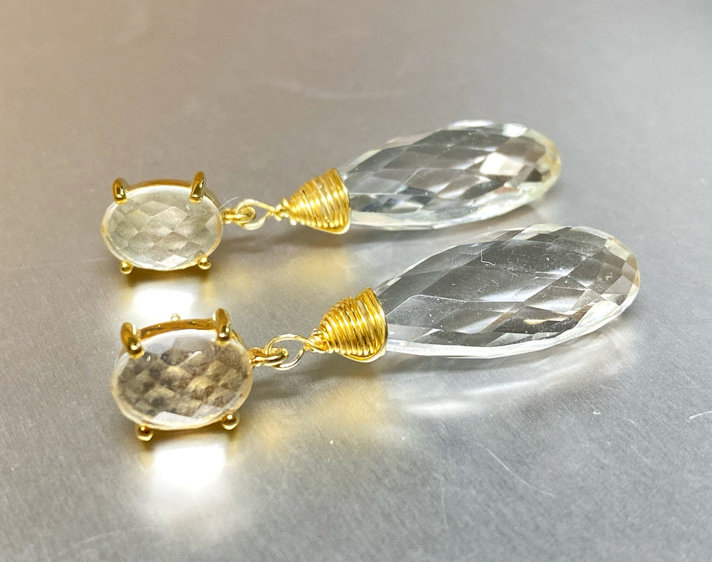 Clear Crystal Quartz Drop Earrings