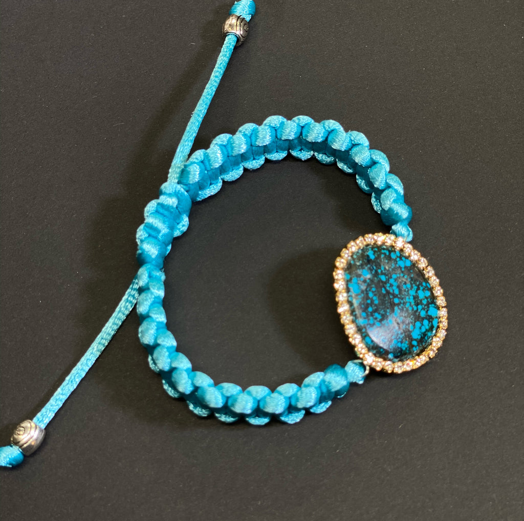 Spider Web Turquoise Knotted Macrame Boho Bracelet