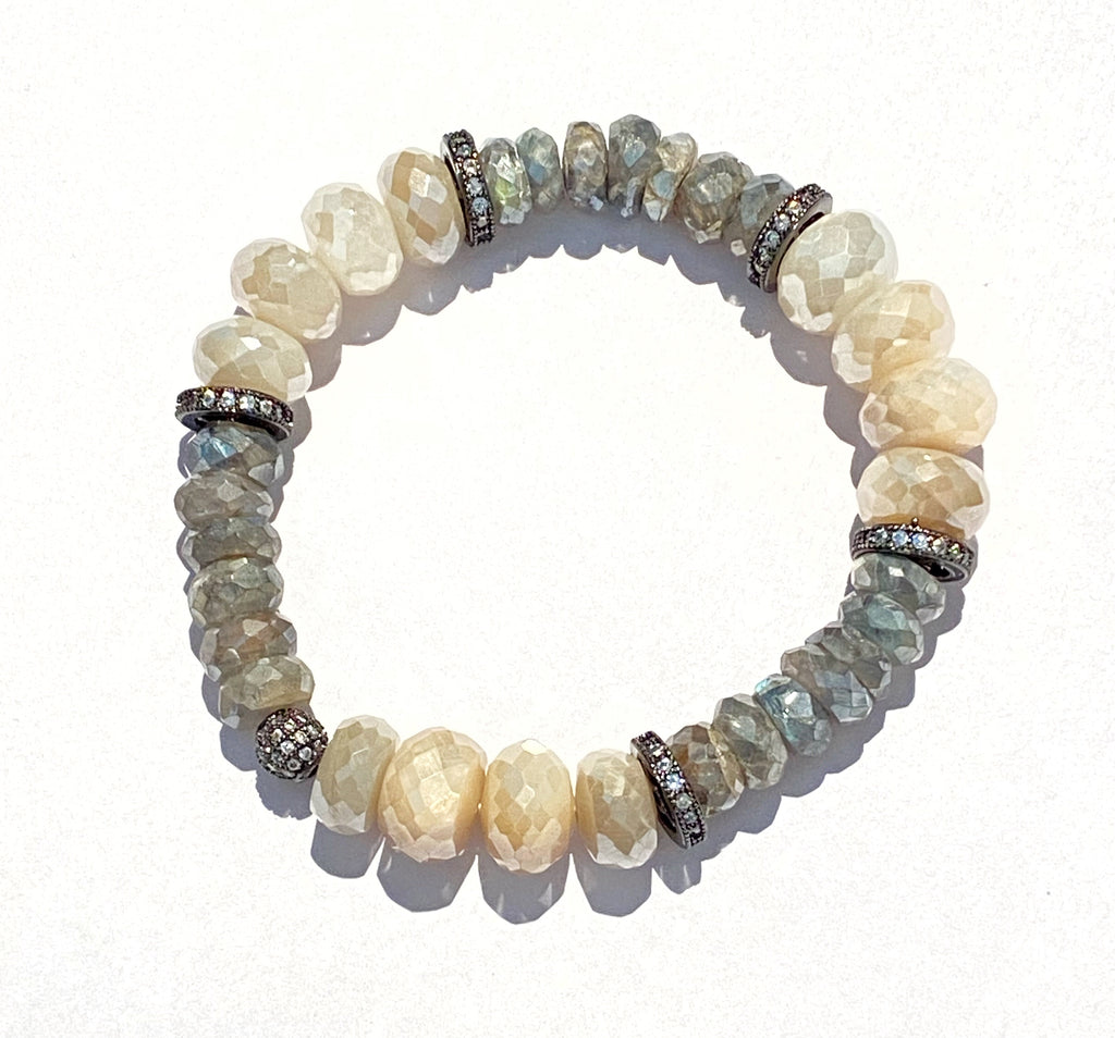 Mystic Labradorite Stretchy Stackable Beaded Bracelet