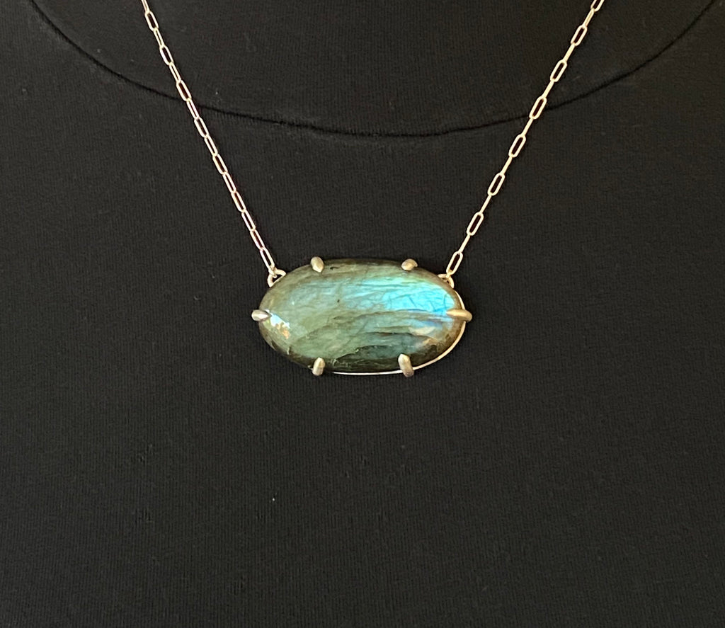 Labradorite Pendant Sterling Silver Necklace