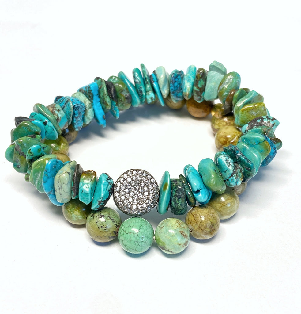 Gemstone, Turquoise, Stack and Stretch Gemstone Bracelet - Doolittle