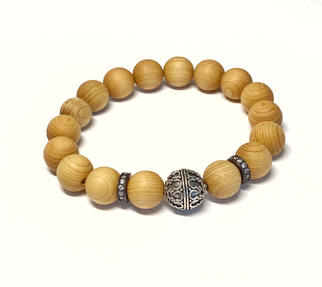 Sterling Silver Stretch Stacking Bracelet Set of 3 Sandalwood Neutrals