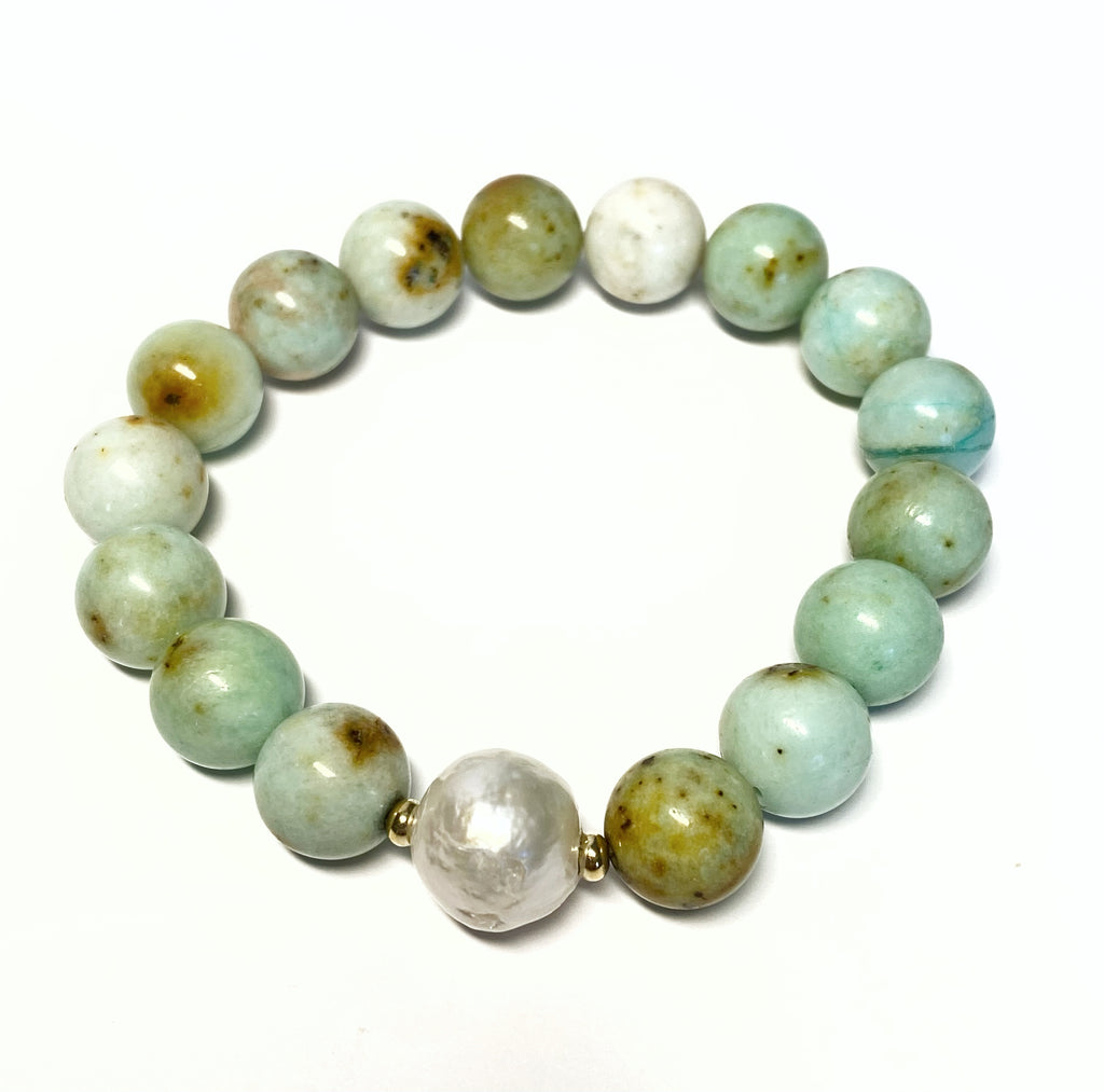 Turquoise Pearl Stack Stretch Bracelet