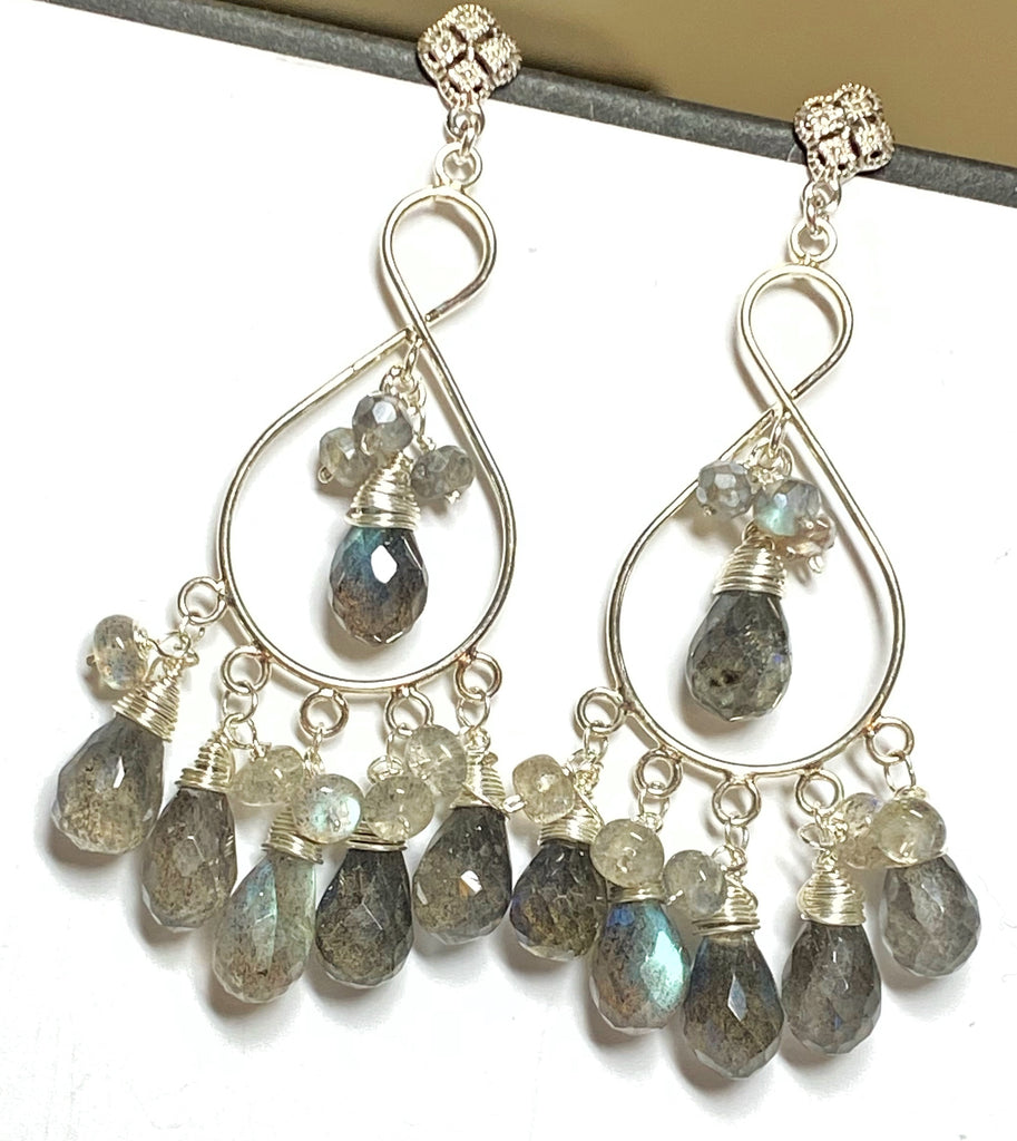 Sterling Silver Labradorite Chandelier Earrings - doolittlejewelry
