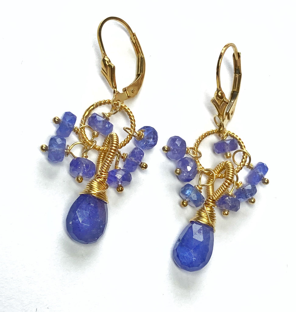 tanzanite gold earrings