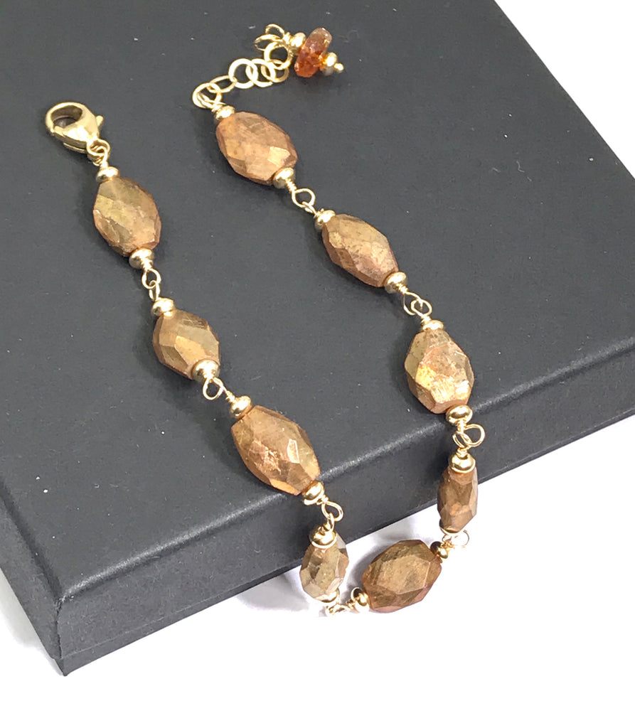 Mystic Gold Labradorite Gemstone Bracelet Wire Wrap 14kt Gold Fill 2 - doolittlejewelry