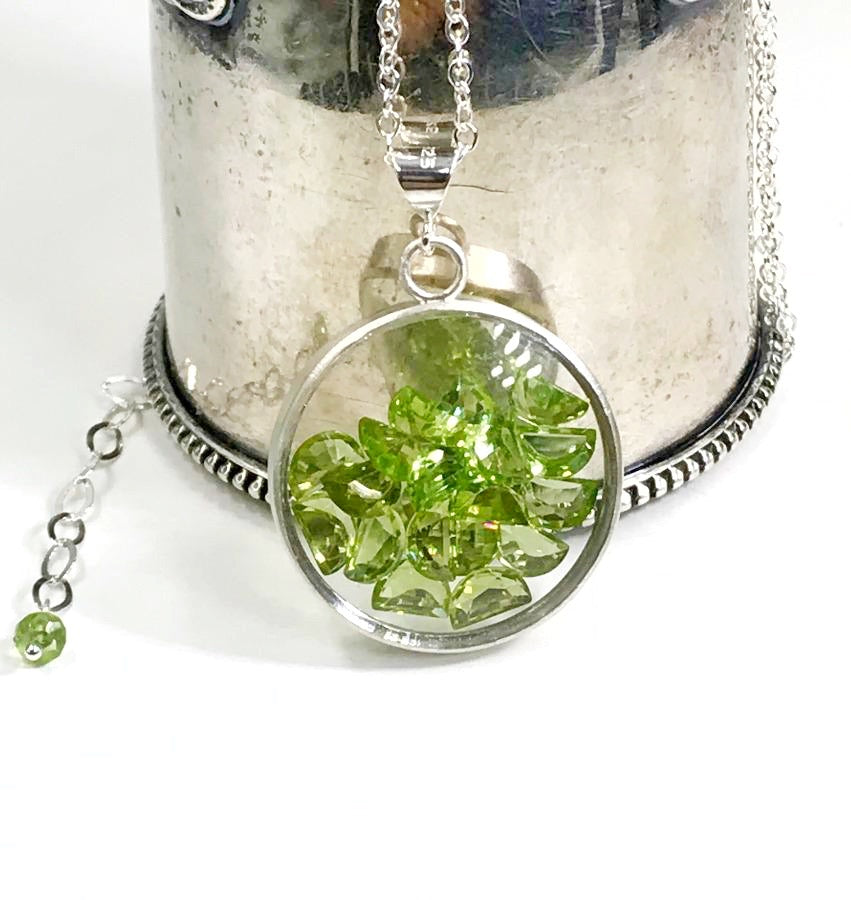 Peridot Shake Locket Sterling Silver Necklace