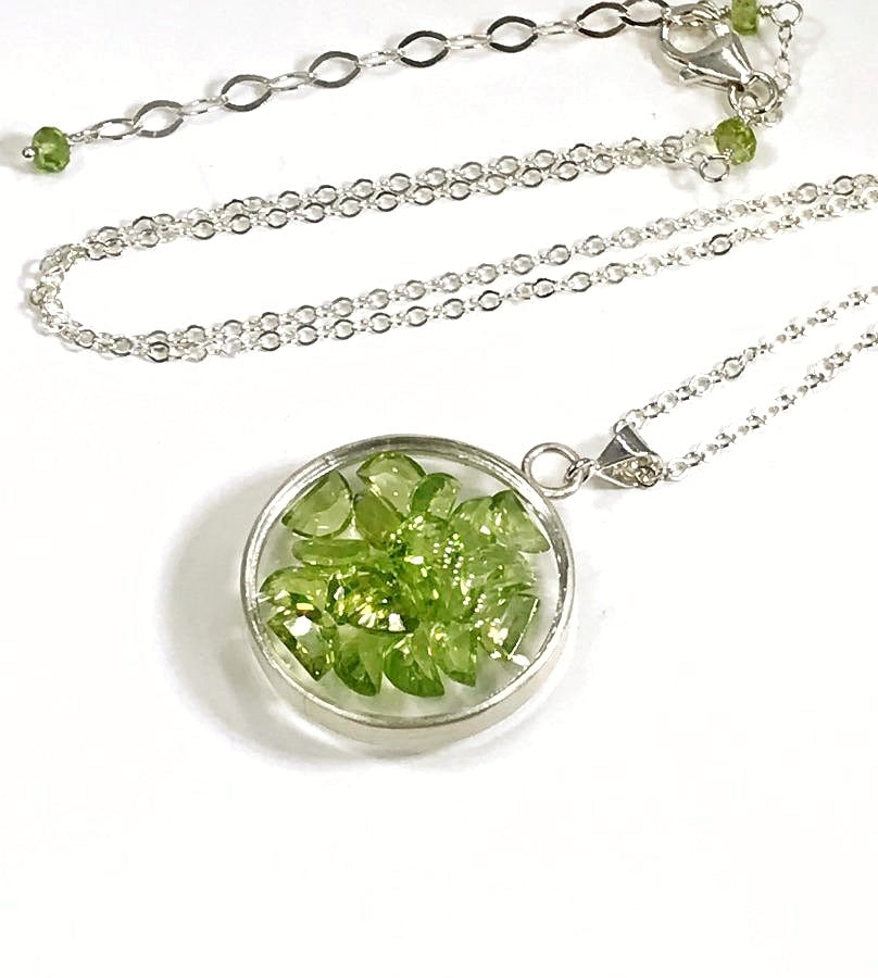 Peridot Shake Locket Sterling Silver Necklace