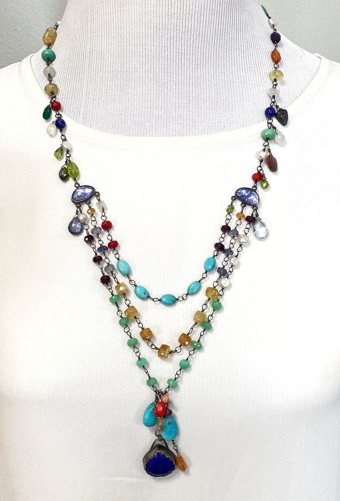 Gemstone Colored Necklace Gift Box