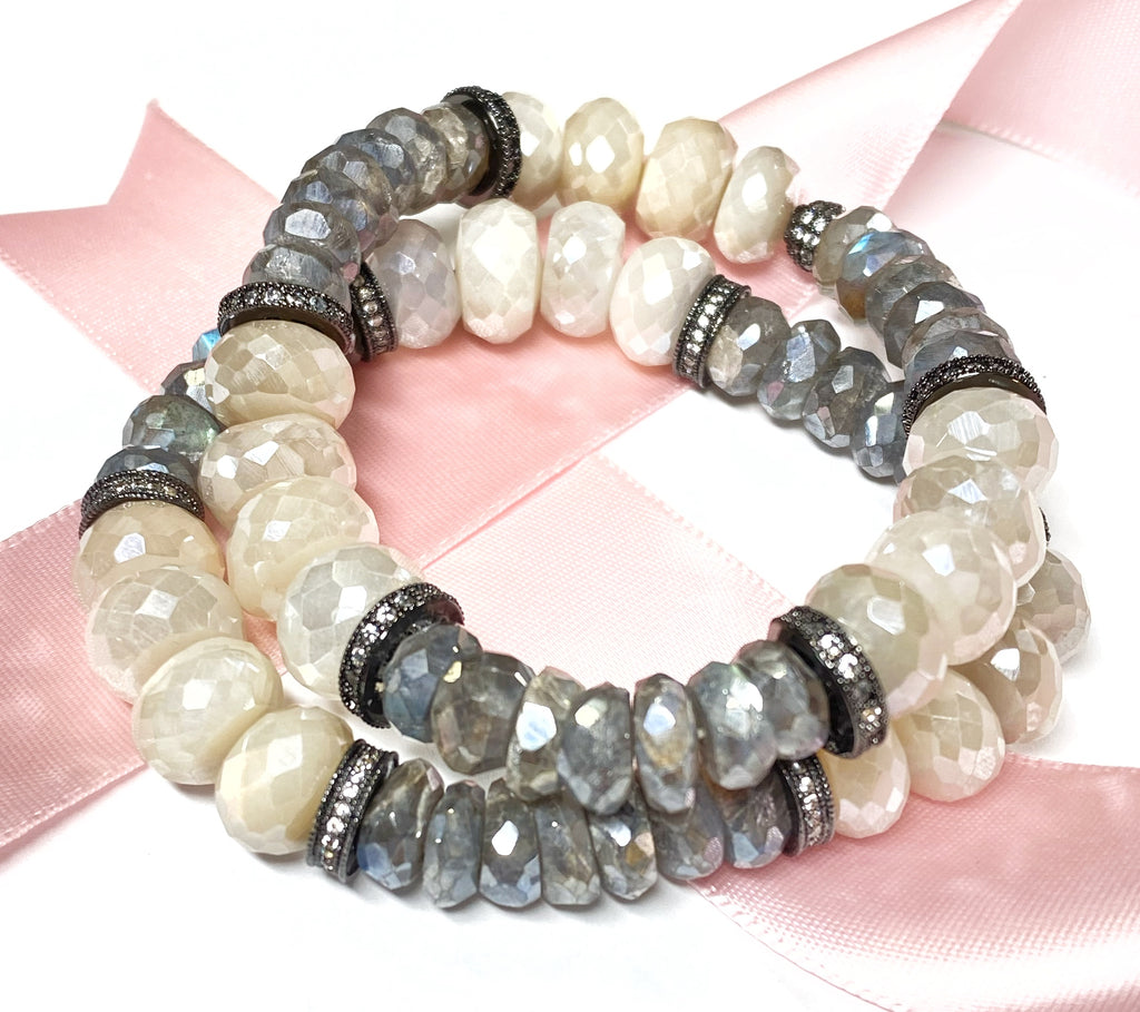 Mystic Labradorite Stretchy Stackable Beaded Bracelet