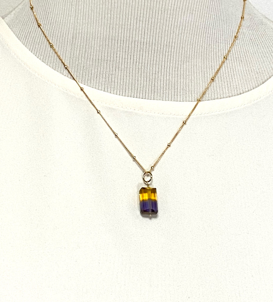 Ametrine Nugget Gemstone Dangle Gold Necklace - doolittlejewelry