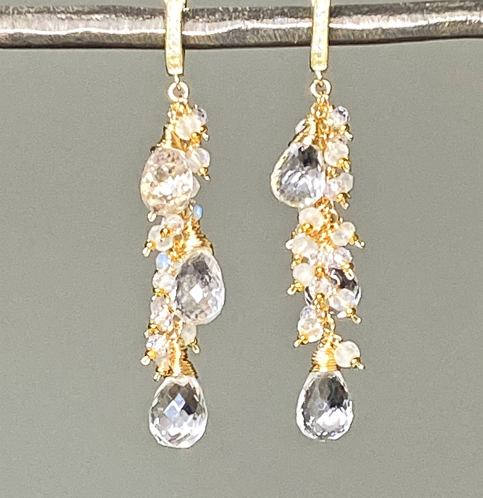 Crystal Quartz Bridal Wedding Earrings 14 kt Gold Fill