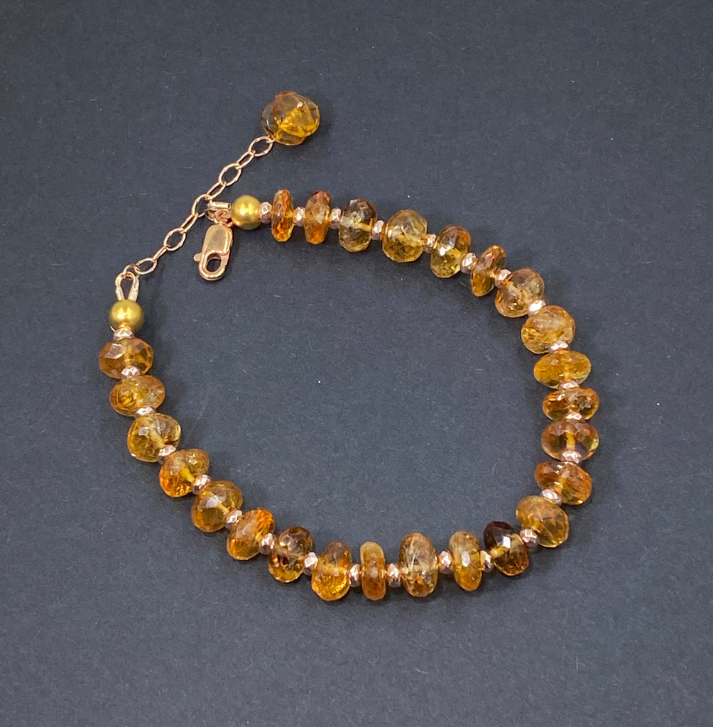 Citrine Gemstone Bracelet Rose Gold - doolittlejewelry