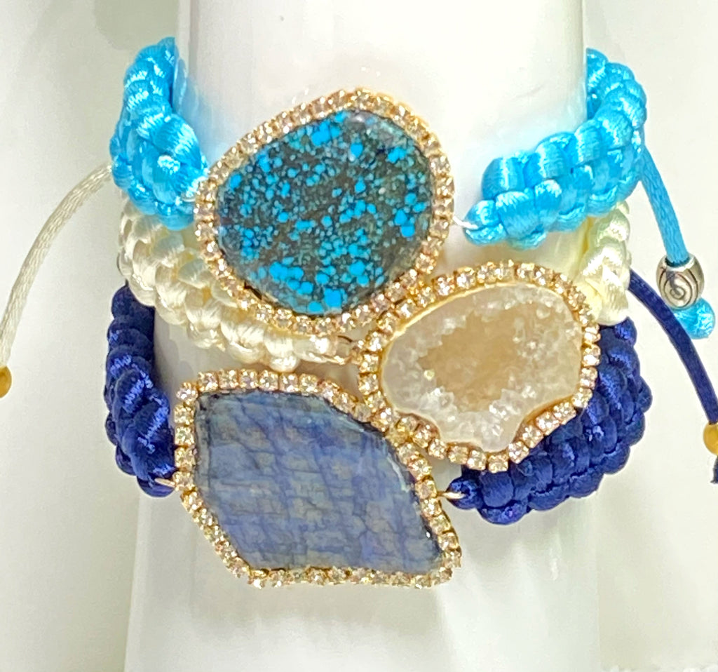 Spider Web Turquoise Knotted Macrame Boho Bracelet