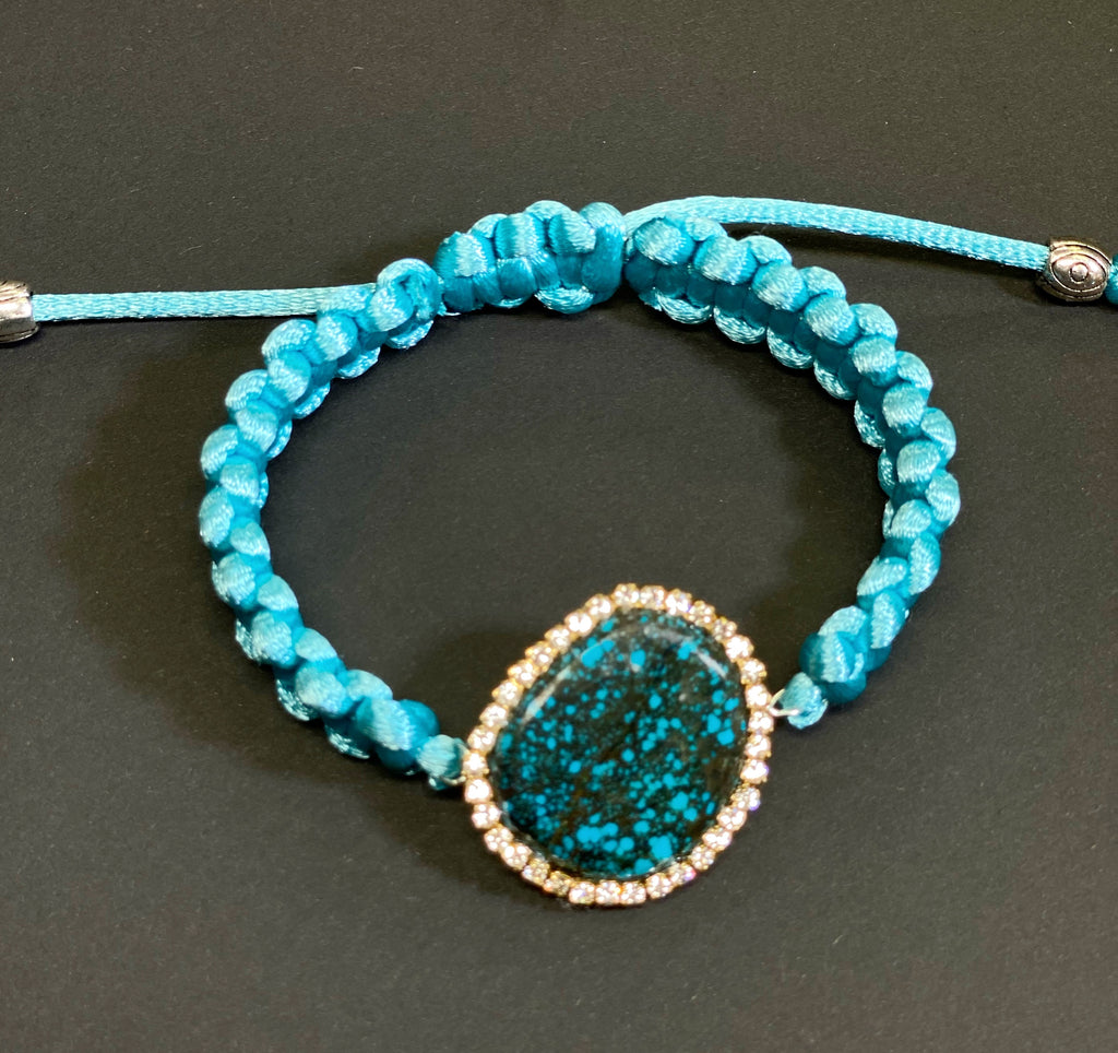 Spider Web Turquoise Knotted Macrame Boho Bracelet