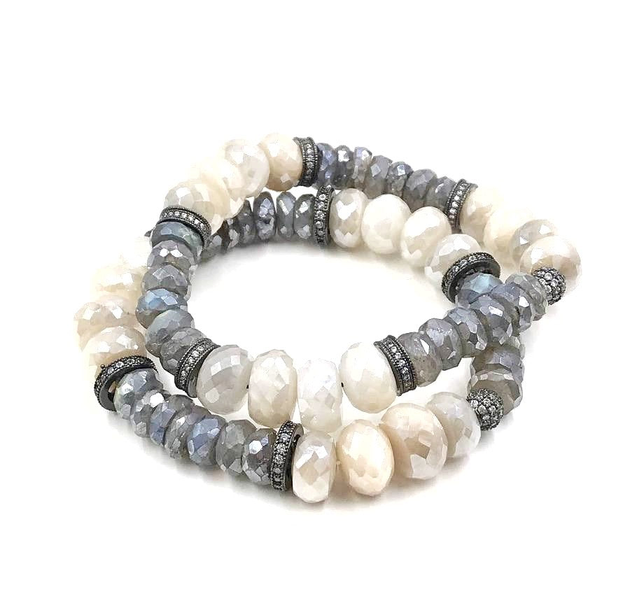 Mystic Labradorite Stretchy Stackable Beaded Bracelet