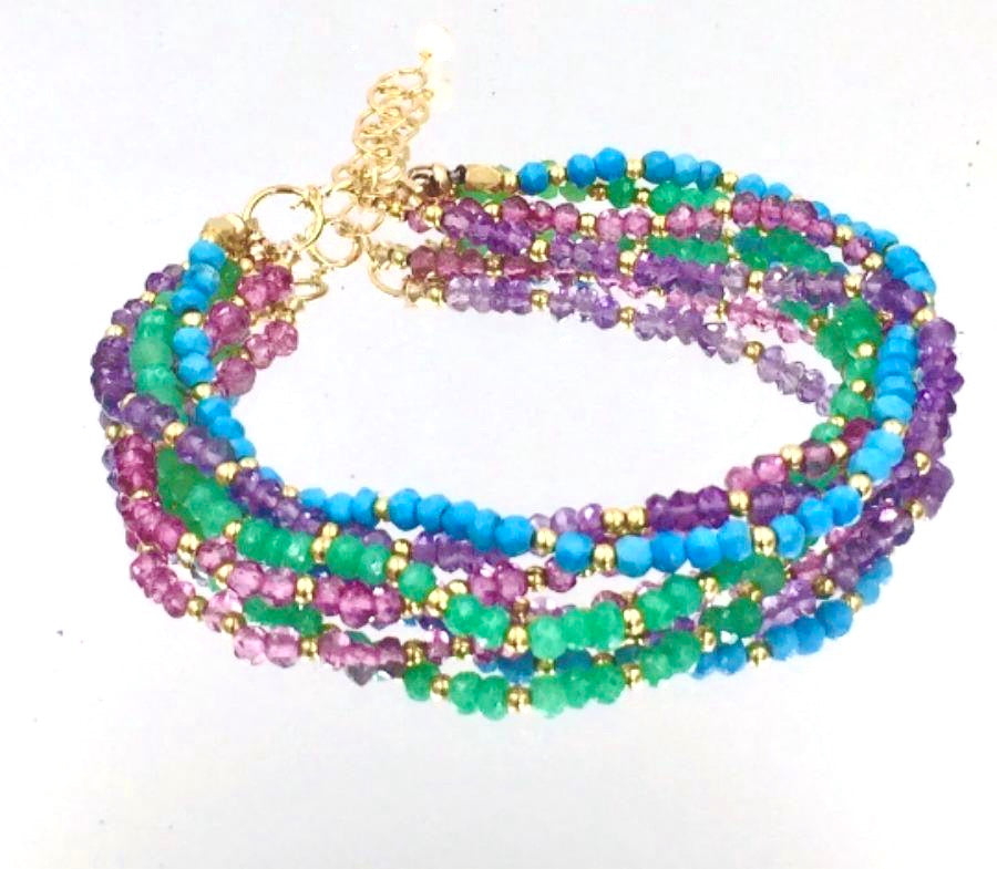 Multi-strand Gemstone Dainty and Gemstone Beaded Bracelet - doolittlejewelry