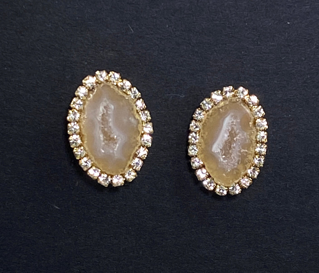 Tabasco Geode Slice Stud Earrings Golden Beige - doolittlejewelry