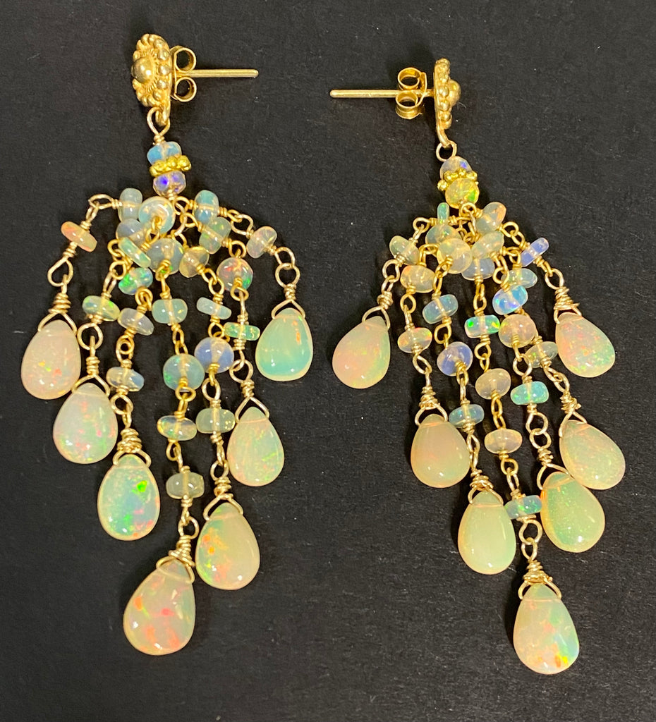 Ethiopian Opal Tassel Earrings