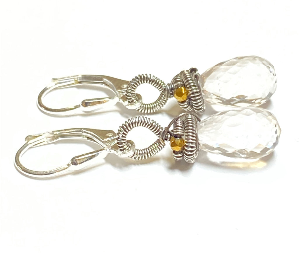crystal quartz simple drop earrings