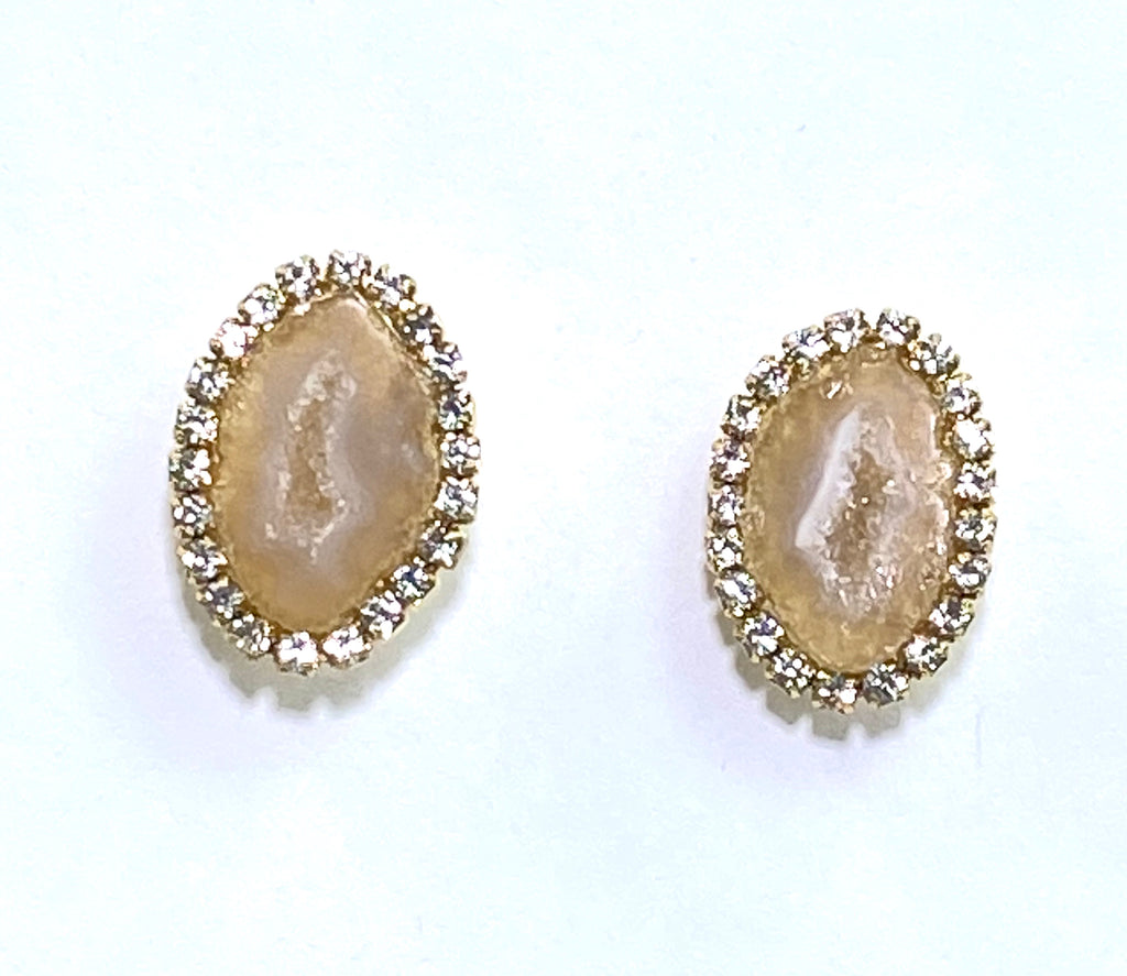 Tabasco Geode Slice Stud Earrings Golden Beige - doolittlejewelry