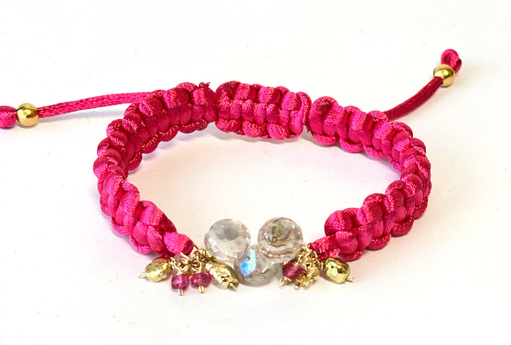 Mystic Pink Amethyst Pink Boho Macramé Bracelet