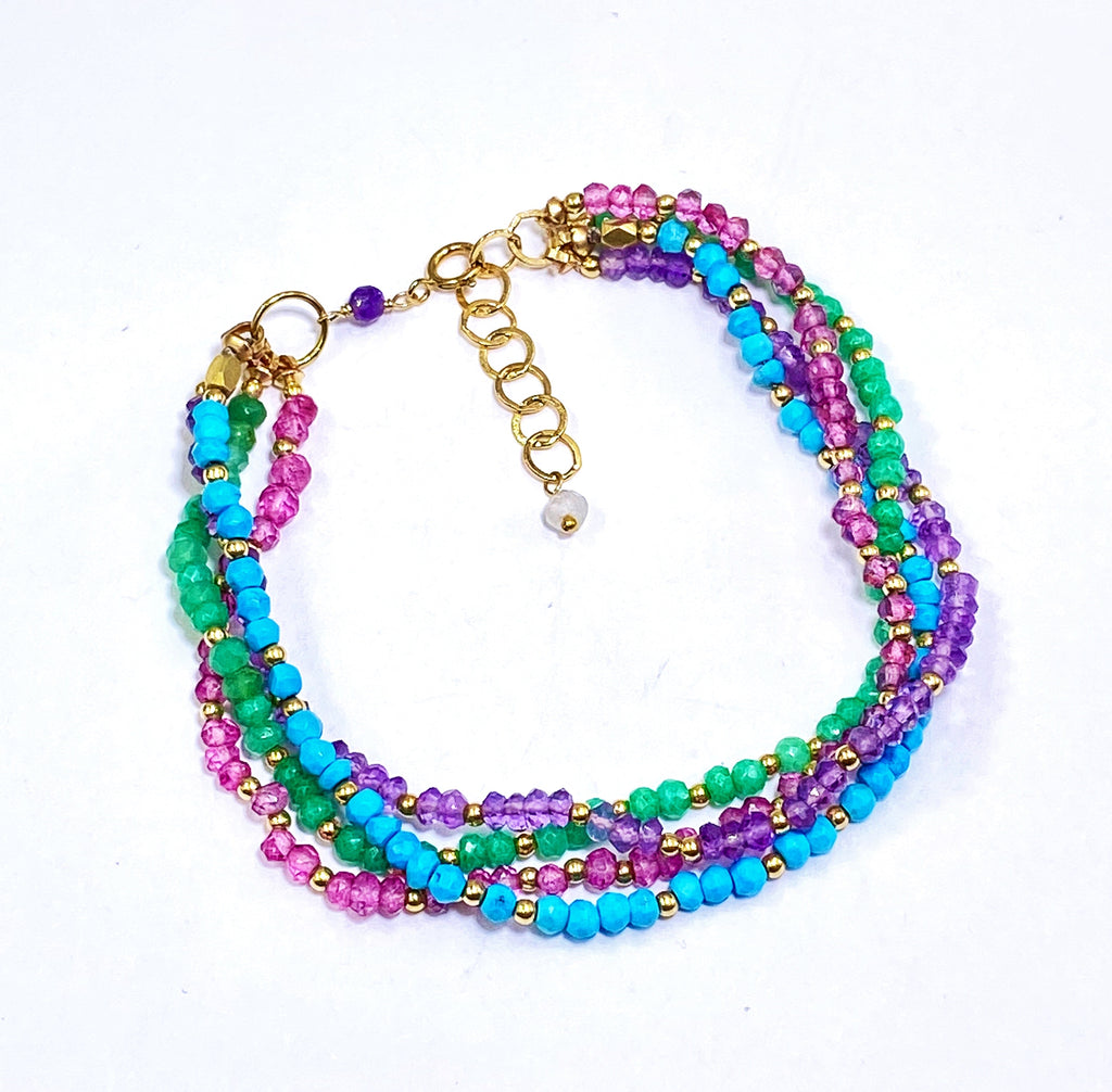 Multi-strand Gemstone Dainty and Gemstone Beaded Bracelet - doolittlejewelry