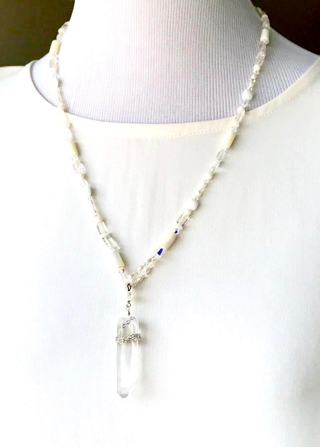 Crystal Lariat Beach Bride Pearl Necklace - doolittlejewelry