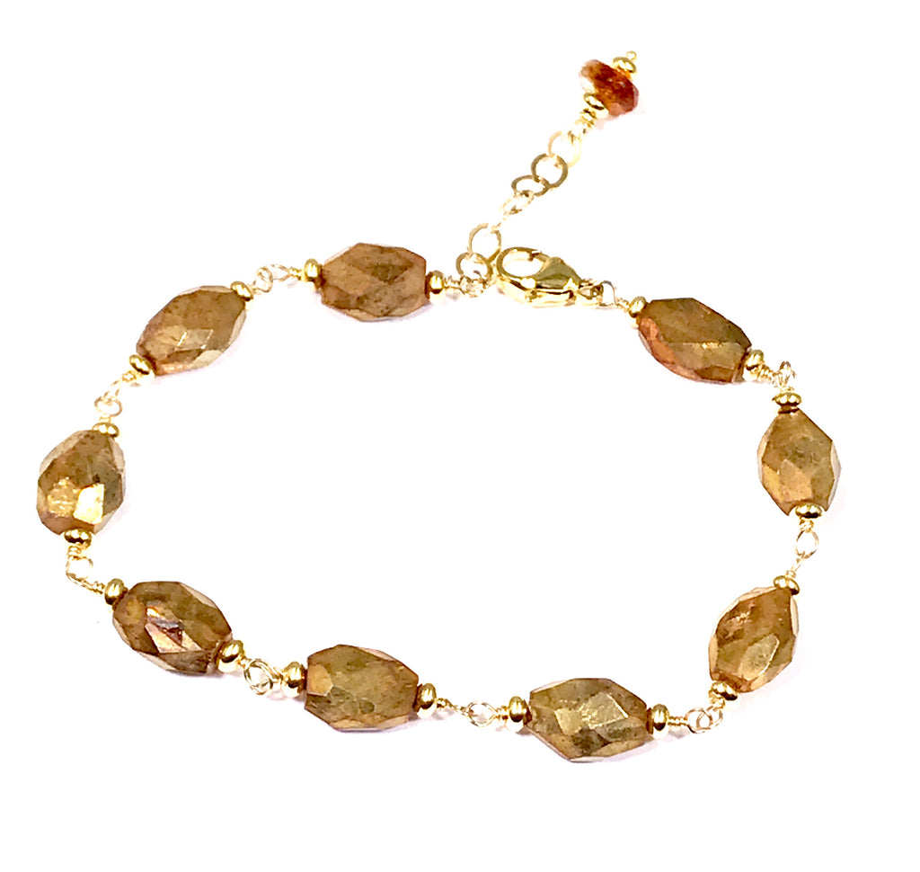 Mystic Gold Labradorite Gemstone Bracelet Wire Wrap 14kt Gold Fill 2 - doolittlejewelry