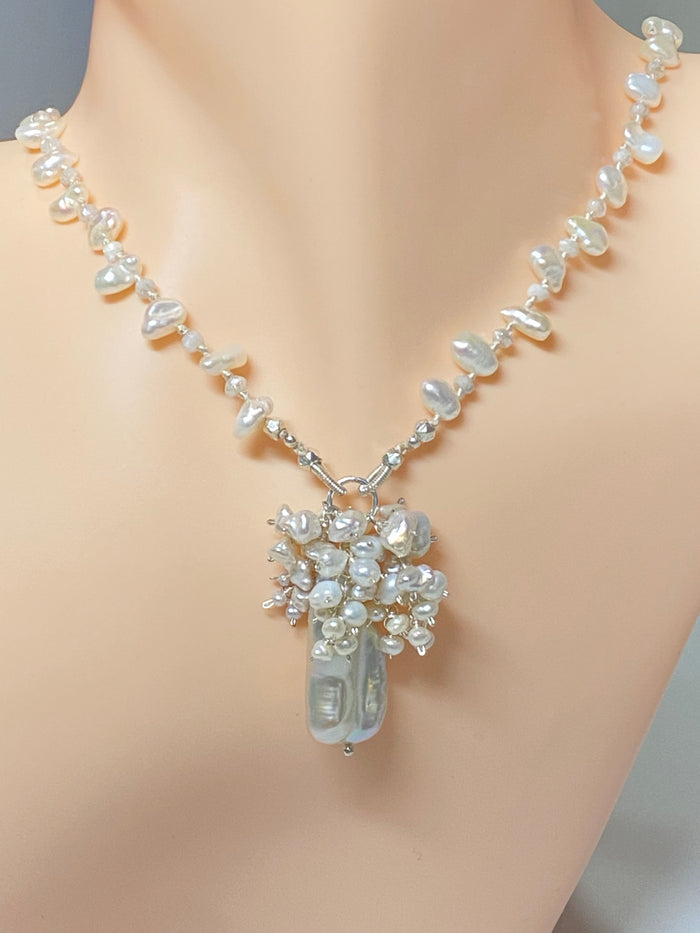 Pearl Crystal Silk Knotted Wedding Necklace - Doolittle
