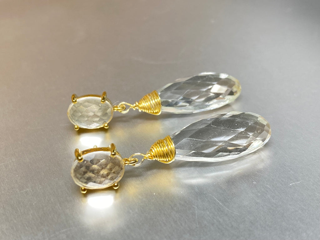 Clear Crystal Quartz Drop Earrings