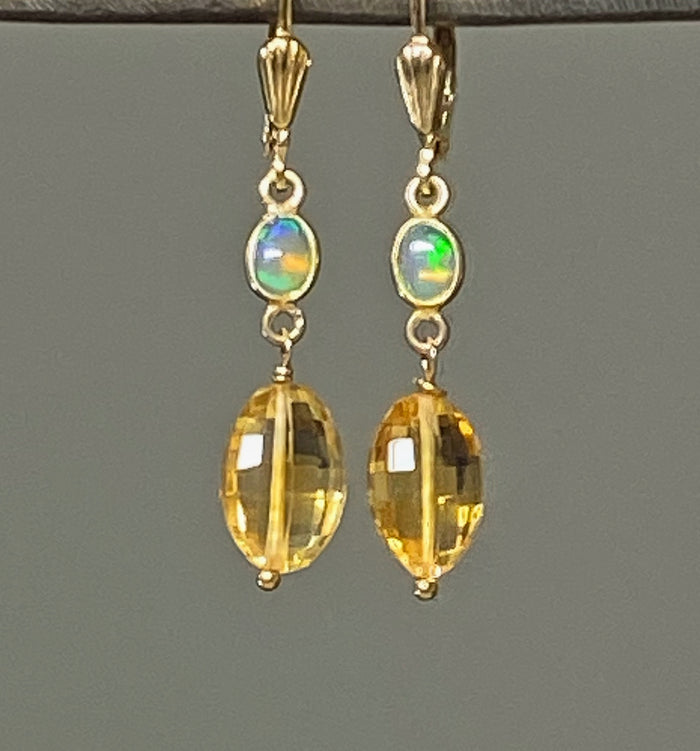 opal and citrine dangle earrings