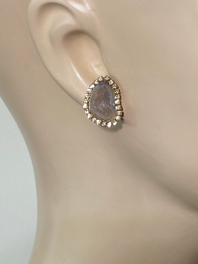 Tabasco Geode and Druzy Diamond Look Earrings