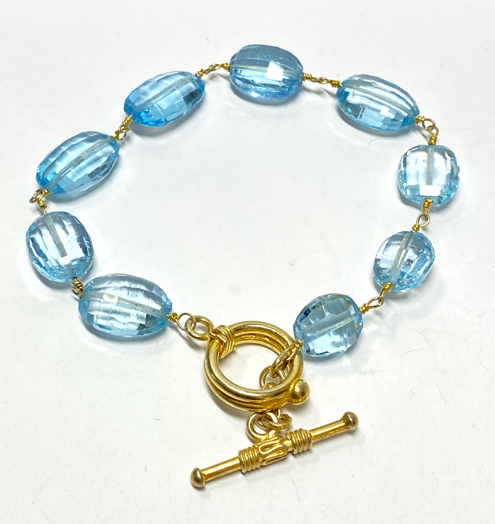Blue Topaz Gemstone Bracelet Gold